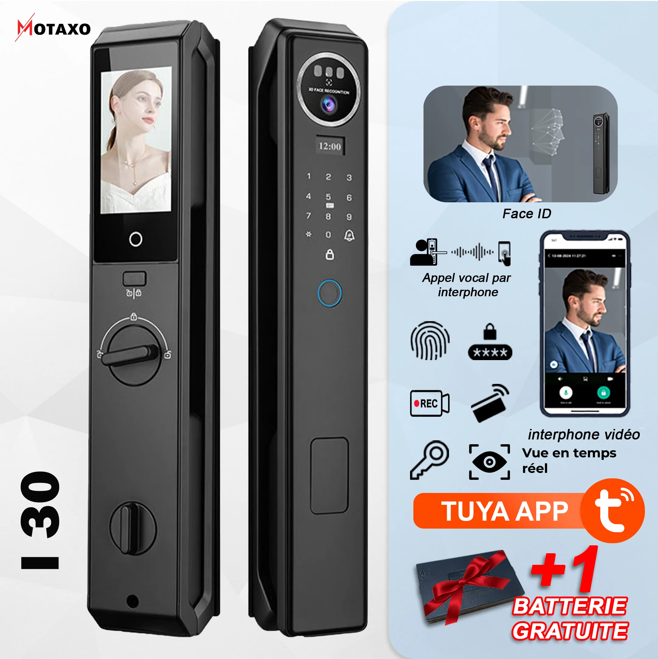 Serrure Intelligente i30 smart lock , smart door lock , poignée connecté , poignée electrrique